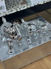 NEW Set Of 3 CRUSHED Diamond Elephants Ornament Bling