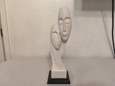 Devotion Alabaster Art Sculpture Statue Abstract Art Couple Figurine