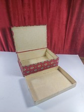 Vintage French Boudoir Box, Fabric Covered Jewellery Box