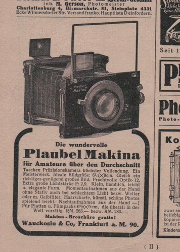 Histor advertising plaubel - advertising:,
