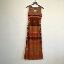 Caroline Mitchell Knitwear Dress Size Medium Brown Embellished Ireland Hippie