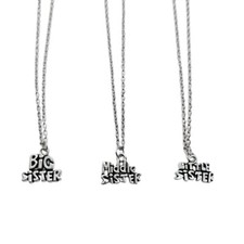 Set of 3 Silvery Family Sisters Necklaces - New