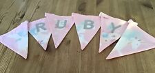 PERSONALISED GIRLS LAURA ASHLEY PINK UNICORN NAME FABRIC BUNTING  PRICE PER FLAG