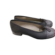 French Sole Ballet Flats Size UK 4  Grey  Leather Snakesin Cap Toe Shoes  