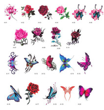 Women Girl Temporary Tattoo 20 Sheets Rose Flower Butterfly Fake Body Stickers A