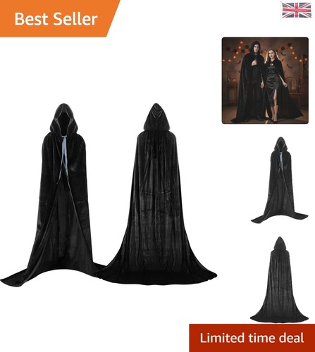 Elegant black hooded velvet - black,