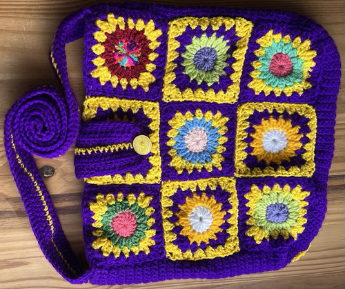 Handmade purple crochet granny - purple,