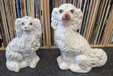 Two Antique 19th Century Staffordshire Wally Dogs Spaniels Original Antique