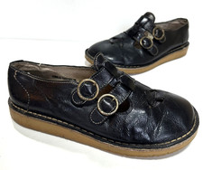 Ladies Red or Dead Black Leather Double T-Bar Shoes Size UK 6 (eur 39) Good Cond