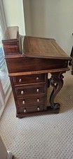 Davenport desk, Victorian writing desk, antique mahogany furniture, carved desk,