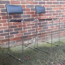 Set of 2 Leather High Chairs