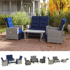 4 Seater Rattan Garden Furniture Set with Reclining Back, Cushion