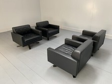 Poltrona Frau "Kennedee" Armchairs, 4,  in Black "Pelle Frau SC" Leather