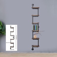 6 Tiers Pipe Shelf Industrial Bracket Rustic Iron Pipe Wall-Mount Floating Rack