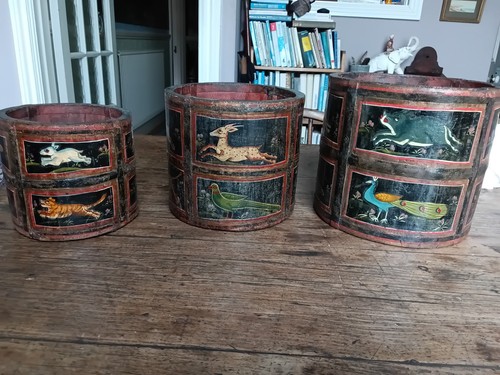 Antique hand painted - painted, barrel