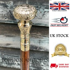 Vintage Designer Brass Handle Antique Style Victorian Cane Wooden Walking Stick