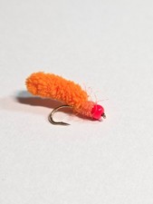 3 x Orange Mop Fly Fishing Wet -Trout Flies ( Deadly ) .
