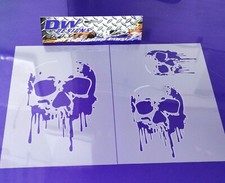 Dripping skull front face airbrushing mylar art craft stencil set of 3 sizes.