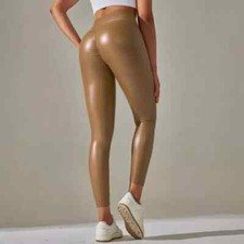 Women Wet Look Leather Yoga