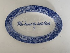 Copeland Spode Blue and white Italian Miniature dish Who Burnt the Table Cloth?