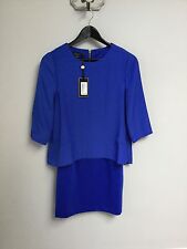BNWT Ladies Ted Baker Bright Blue Silk Overhang Tunic Dress, Size 1, UK Size 8