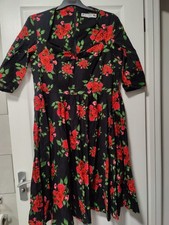 Hell Bunny 3xl 20 Dress Black Red Roses Winter Swing Vintage 50s Floral 
