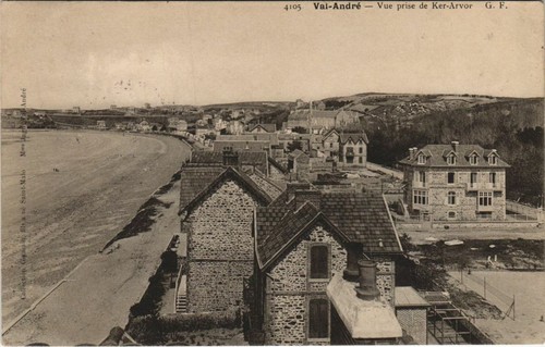 Old postcard val andre view - old,