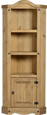 CORONA MEXICAN PINE BUFFET HUTCH, GLASS DOOR DISPLAY UNIT 
