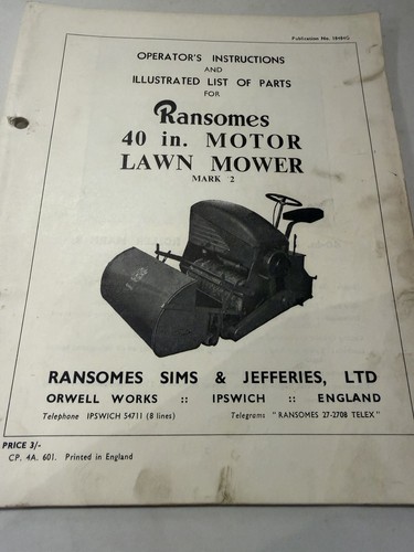 Ransomes lawn mower manual - lawn,