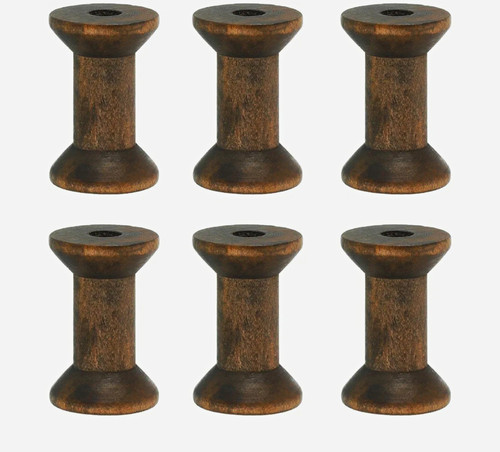 7pcs wooden empty spools brown - wooden,