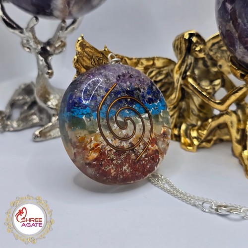 Chakra orgonite pendant with - chakra,