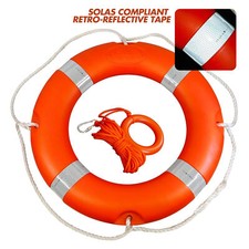 Lifebuoy Ring 58cm +10m throw line SOLAS Compliant, Pond River Canal Lake Safety
