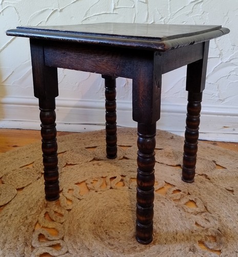 Antique oak bobbin side table - antique,