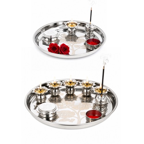 Stainless steel pooja thali - stainless,