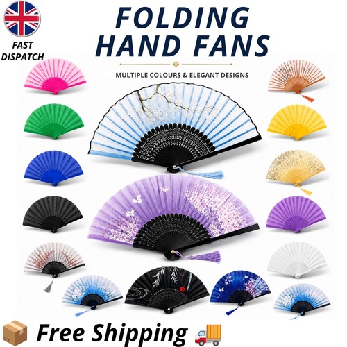Folding hand fan bamboo silk - fan,