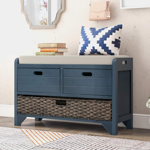 Navy tier shoe - shoe, bench