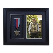 3d Deep Box Frame To Display War Military Sport Medals + Photo Black Grey Oak