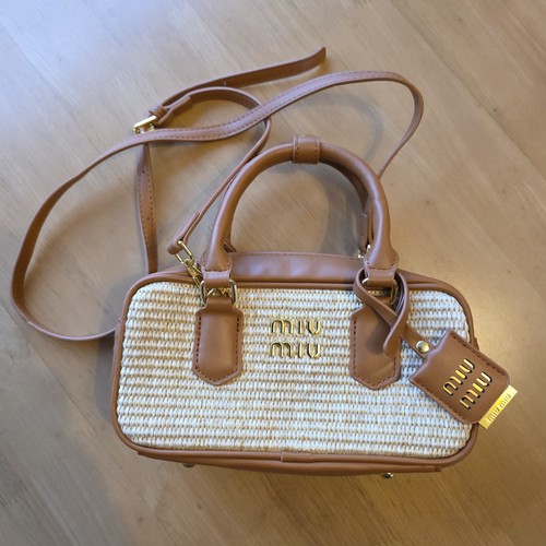 Brown rattan handbag with - brown,
