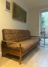 Vintage Mid Century Danish Scandi Sofa Bed Teak Frame Original Condition Sixties