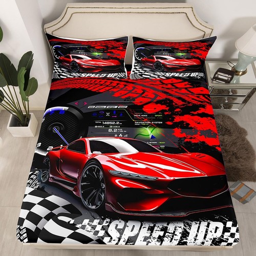 Twin size red sports - red, car
