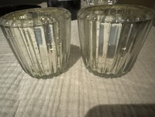 White Company Mercury Ribbed Votive Set Seyshelles Tea lights Included