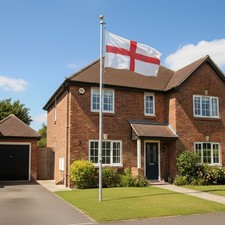 20FT OUTDOOR FLAG POLE AND ST GEORGE CROSS ENGLAND FLAG OLYMPICS VE DAY 