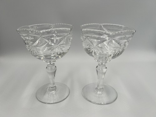 Pair vintage cut glass - pair,