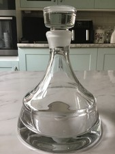 Large Heavy Crystal Glass Ship's Decanter With Stopper - Size 20cm High To Rim