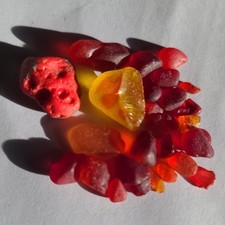 28 Small Special Red Pink Seaham Multi Stripe Sea glass pieces rough chunks