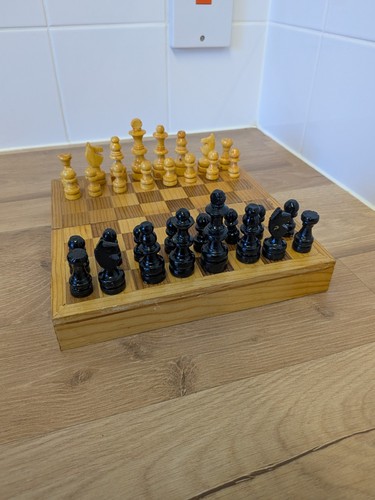 Wooden folding travel chess - travel,