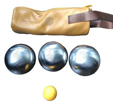 Veuve Clicquot Champagne OBUT PETANQUE BOULES Bowls Set of 3 In Leather Bag NEW