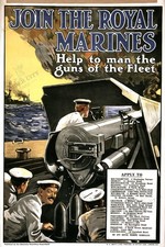 Join Royal Marines WWI 1915 British Military Poster Reproduction Wall Art