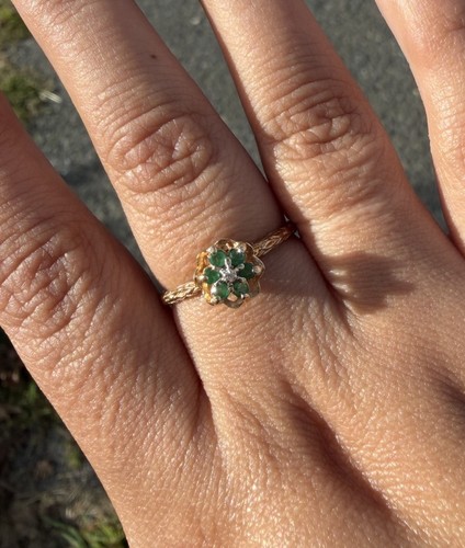 Antique 10k solid gold emerald - gold,