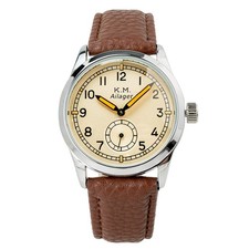 Ailager Kriegsmarine service watch ww2 style km silver dial dual quartz movement